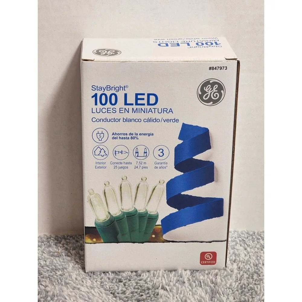 2 Pack - GE StayBright 100 Count LED Warm White Miniature String Lights 24.7 ft
